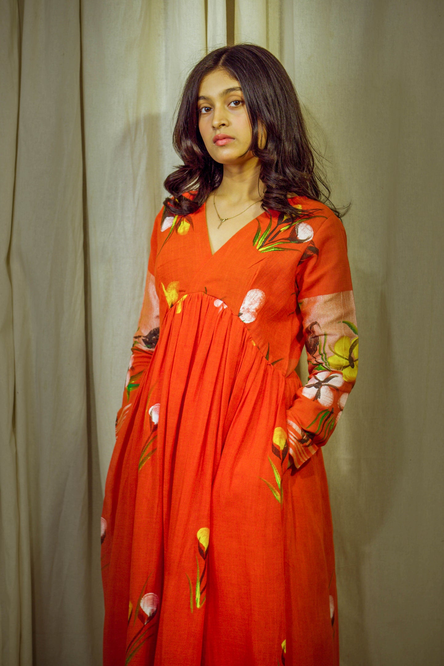 Ruhani Radiance – Hand-Painted Linen Ensemble