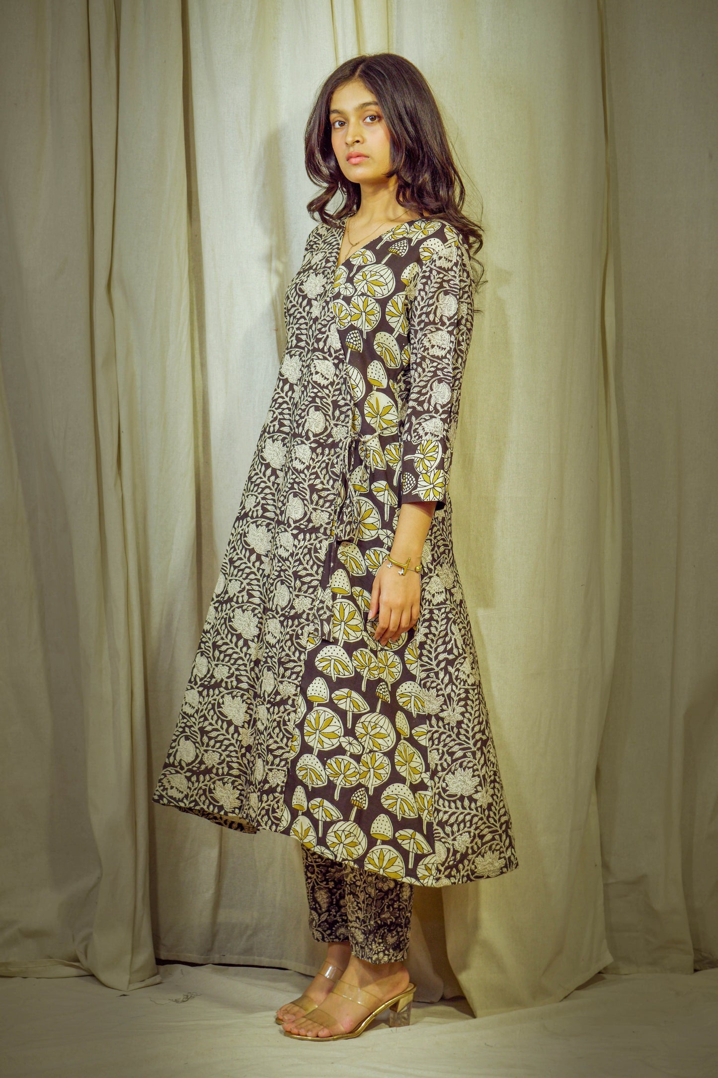 KaariVritta – Black Block-Printed Cotton Angrakha Set