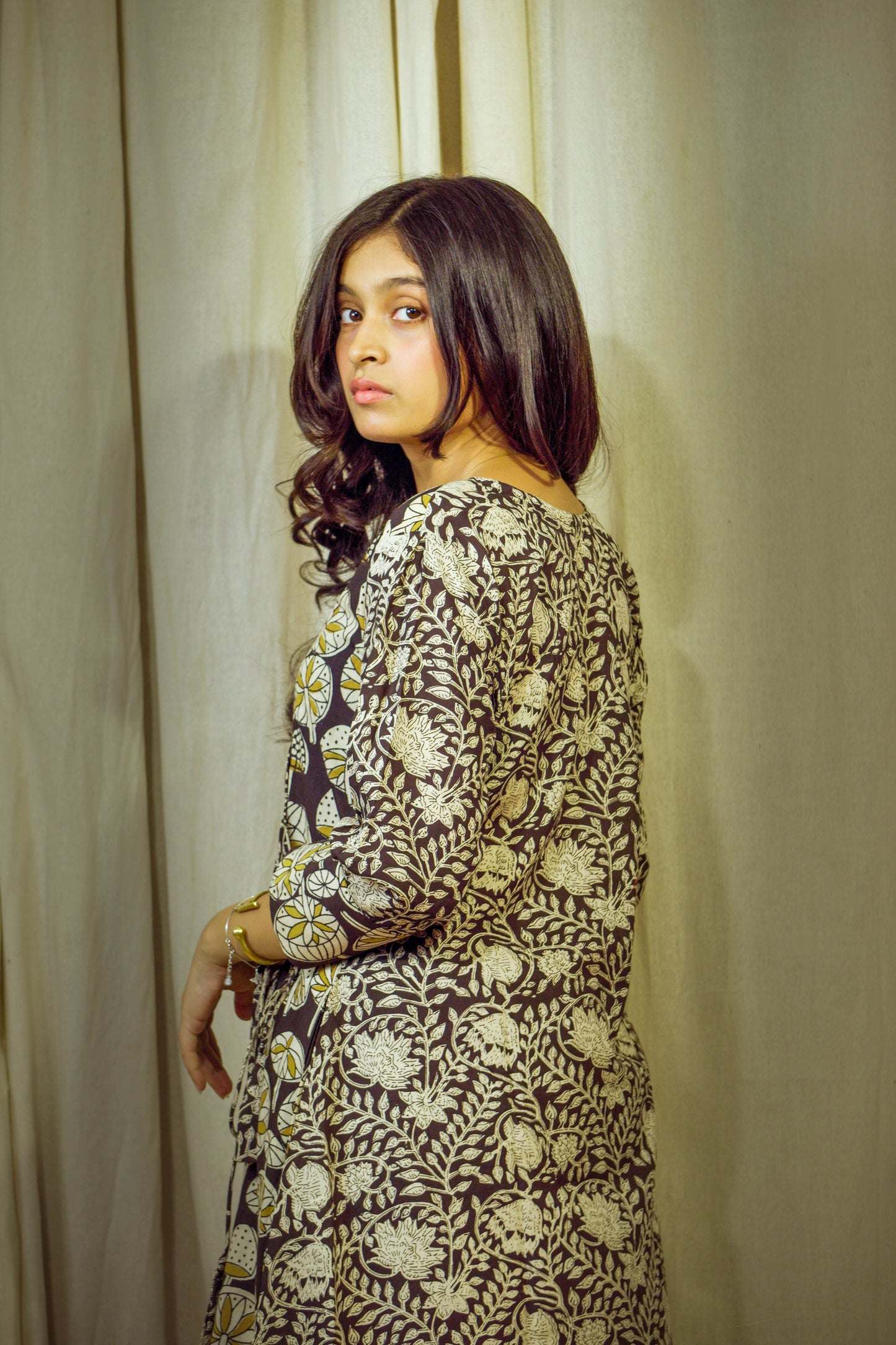 KaariVritta – Black Block-Printed Cotton Angrakha Set