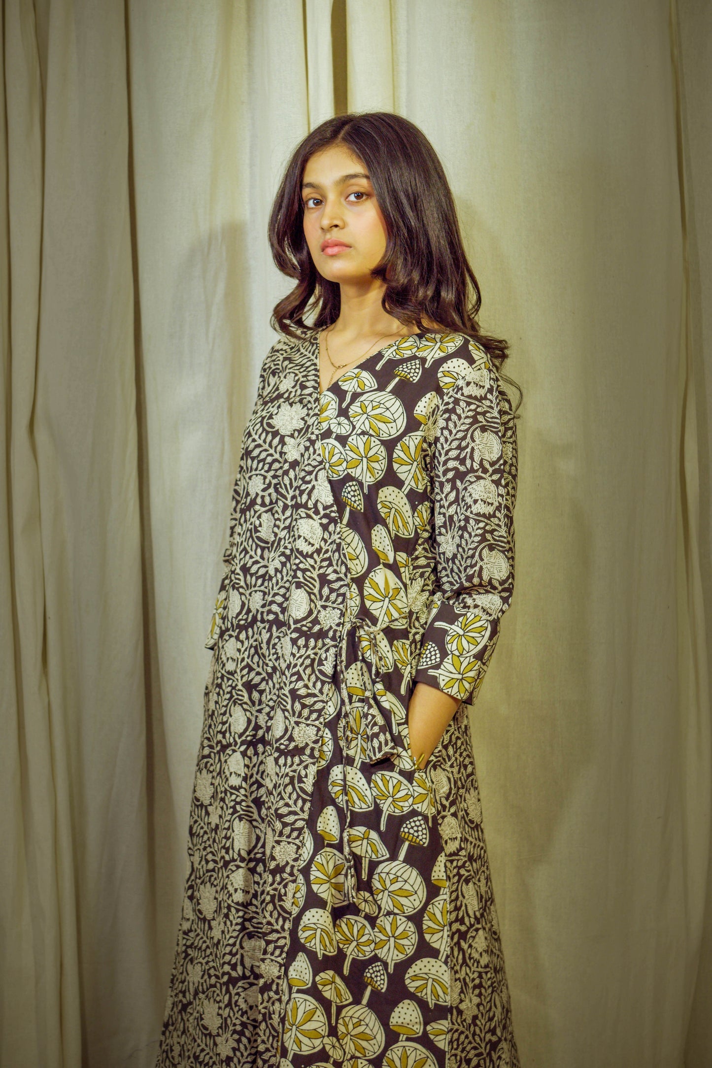 KaariVritta – Black Block-Printed Cotton Angrakha Set