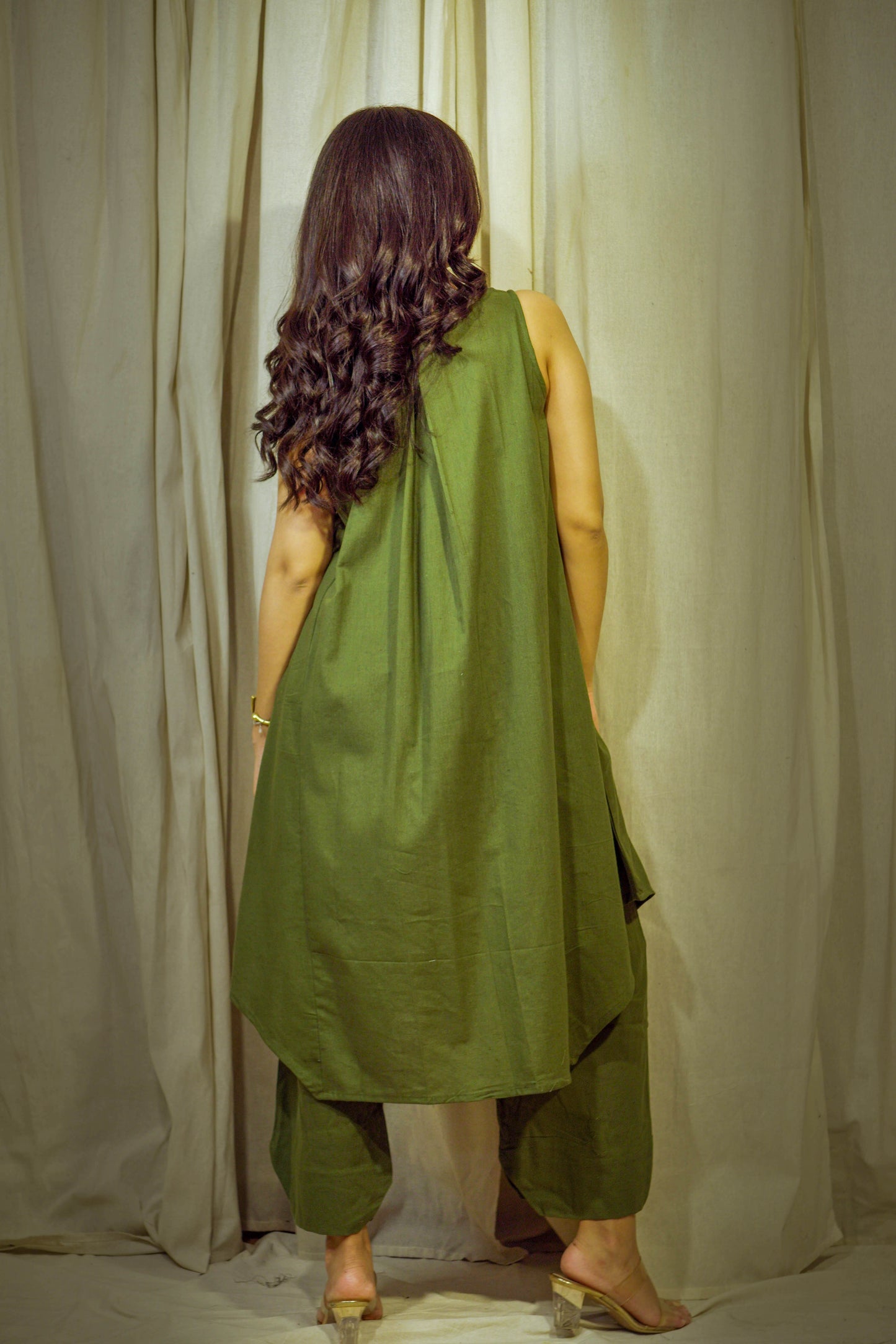 Varnika Sage – Khadi Cotton Indo-Western Set