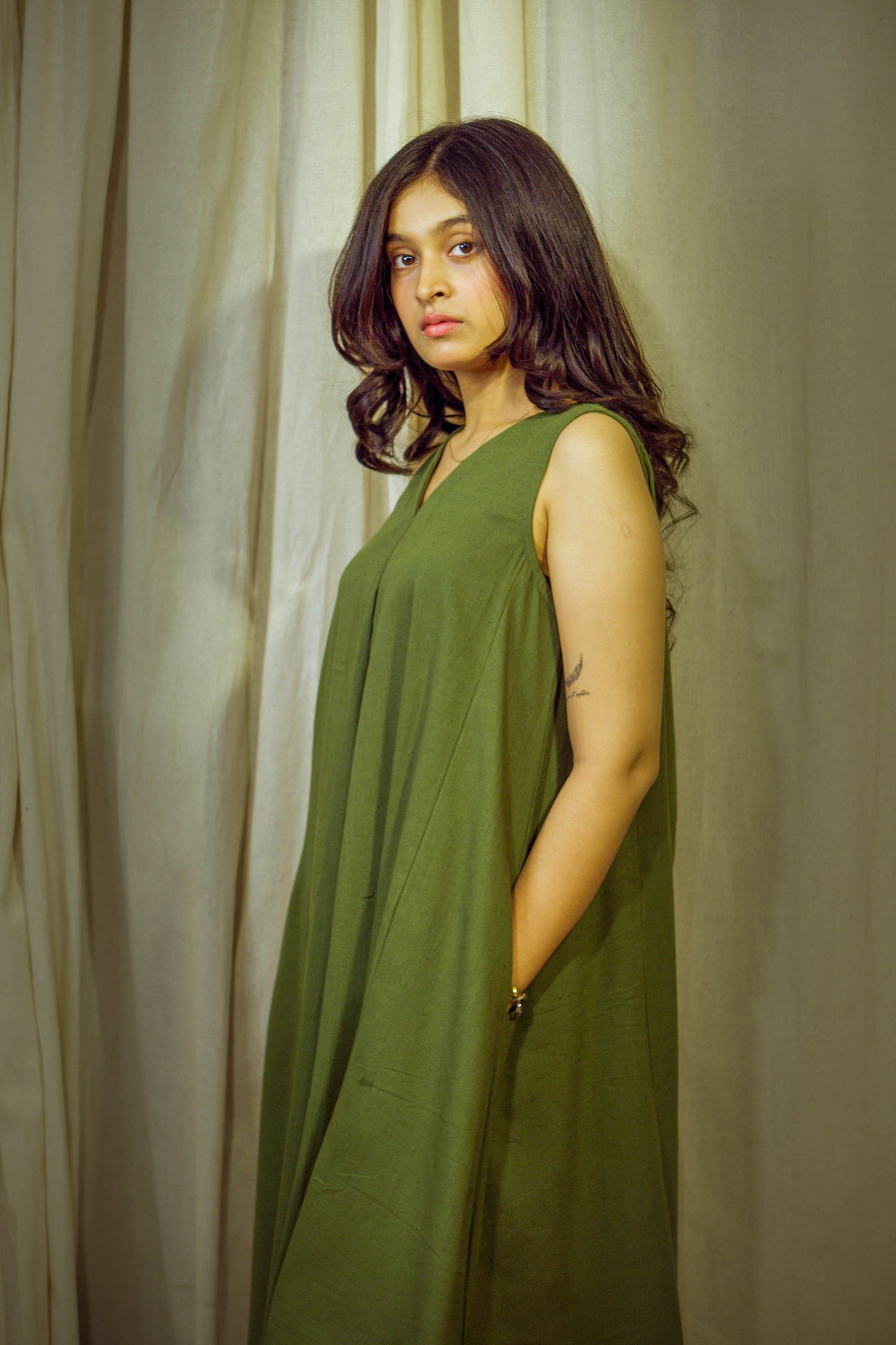 Varnika Sage – Khadi Cotton Indo-Western Set