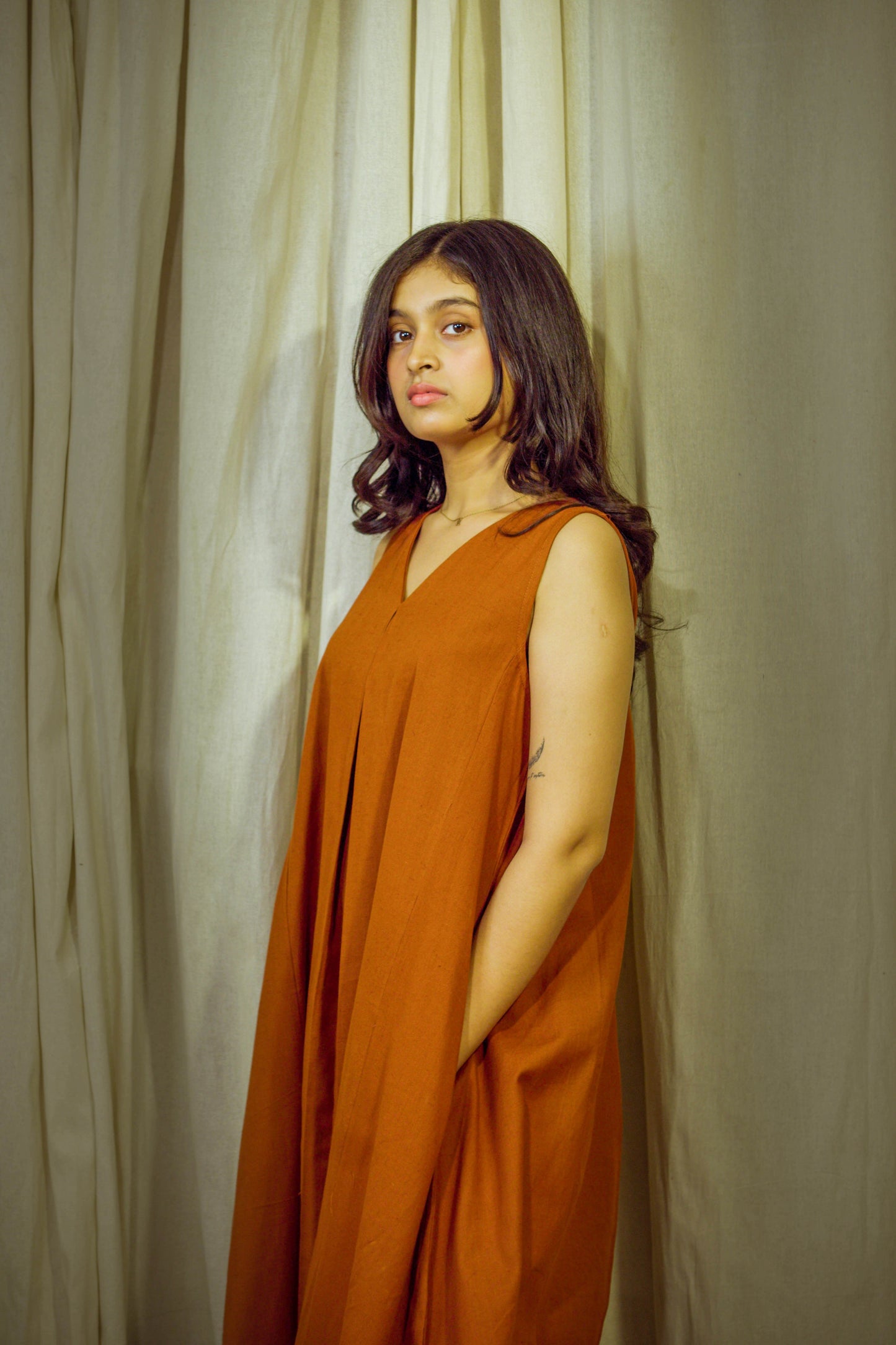 Varnika Rust – Khadi Cotton Indo-Western Set
