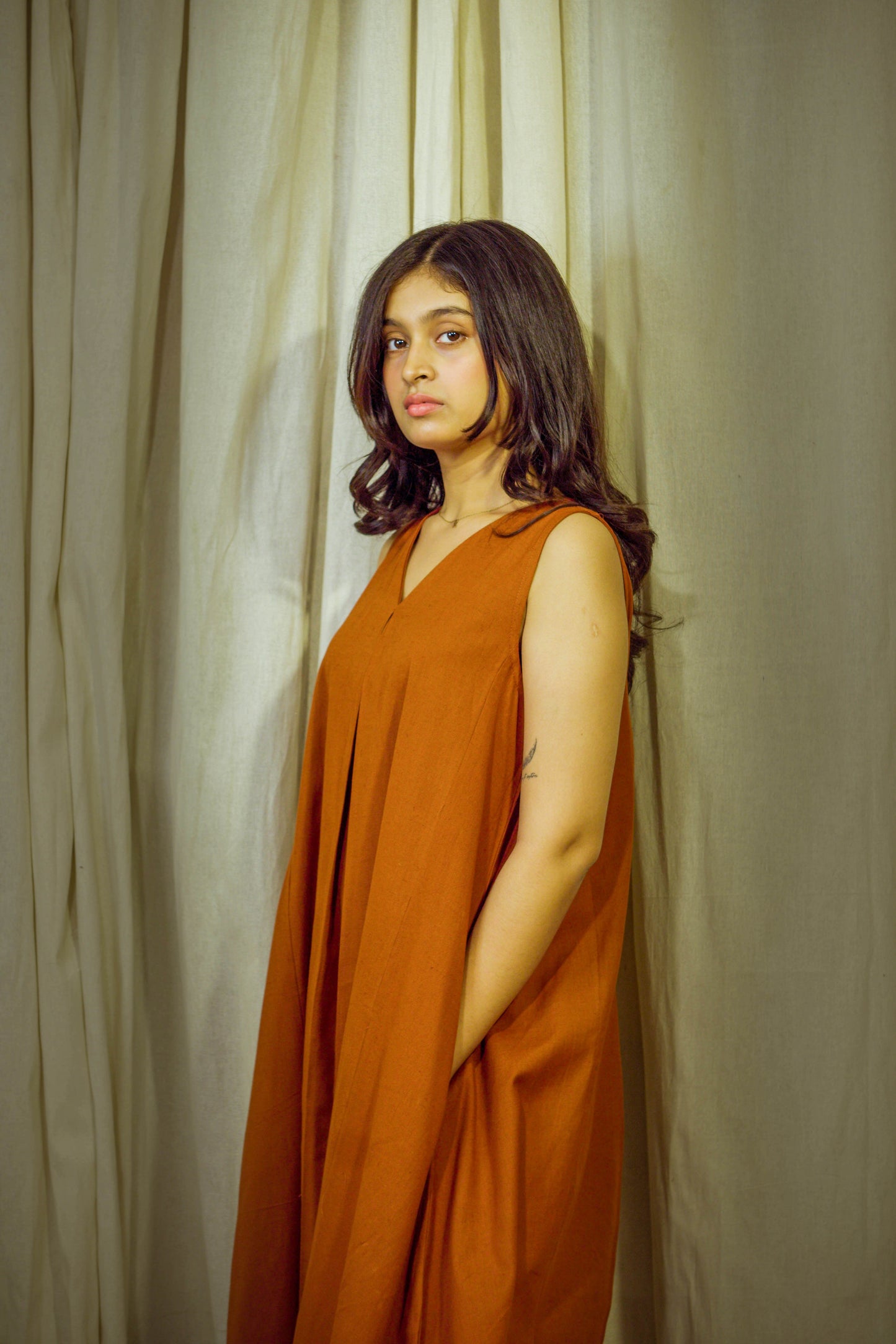 Varnika Rust – Khadi Cotton Indo-Western Set