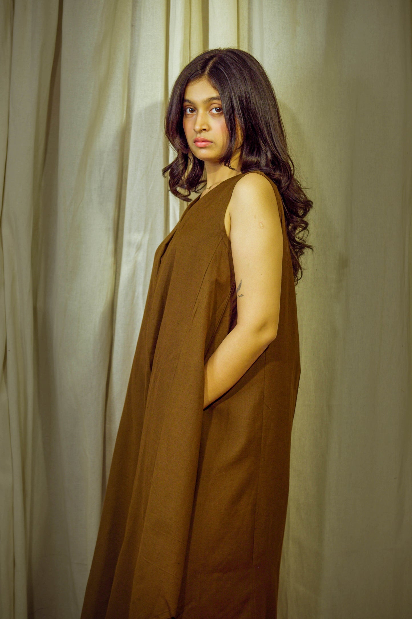 Varnika Cocoa – Khadi Cotton Indo-Western Set