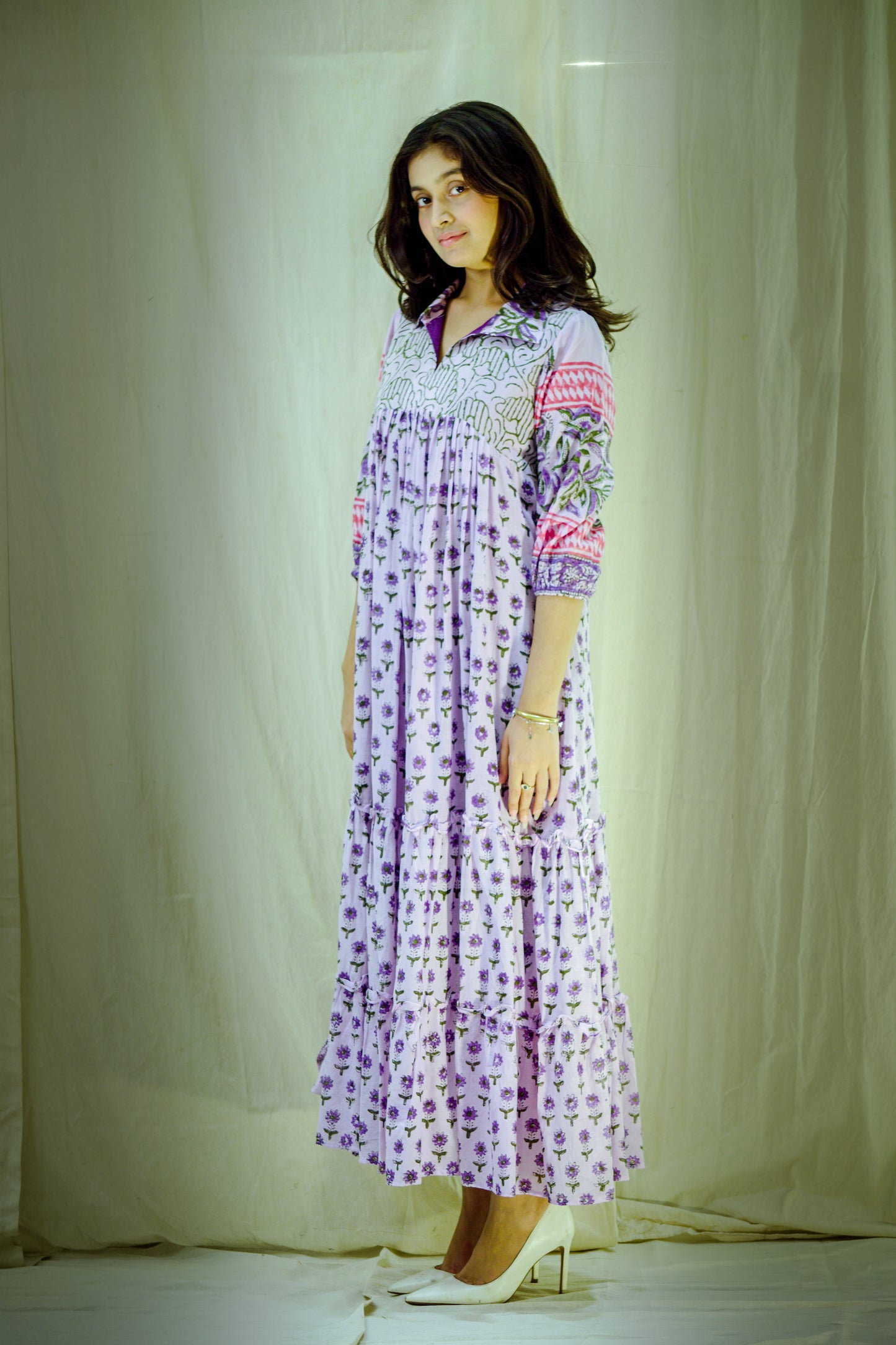 Lilac Meadow – Mull Cotton Pleated Dress