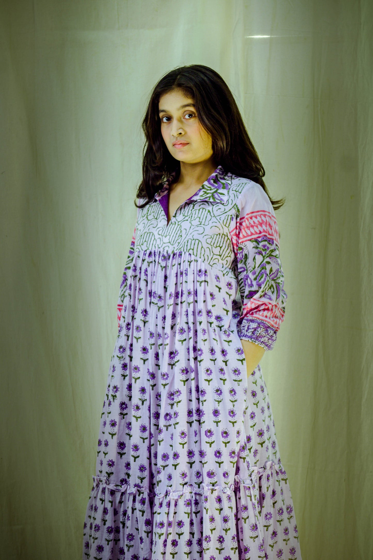 Lilac Meadow – Mull Cotton Pleated Dress