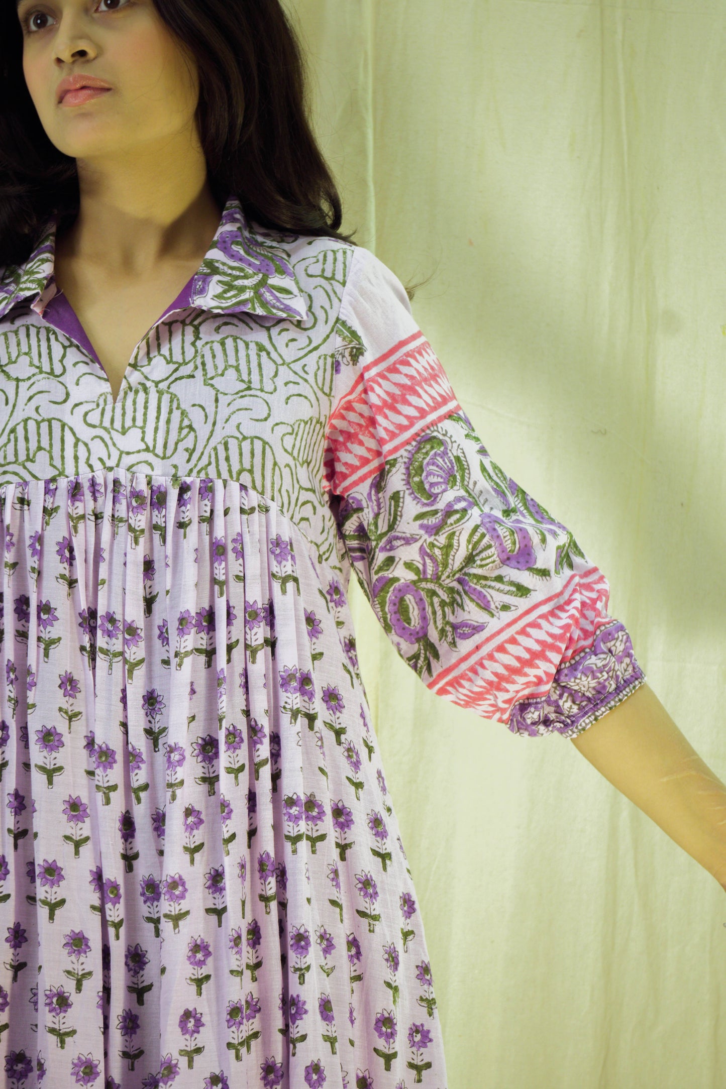 Lilac Meadow – Mull Cotton Pleated Dress