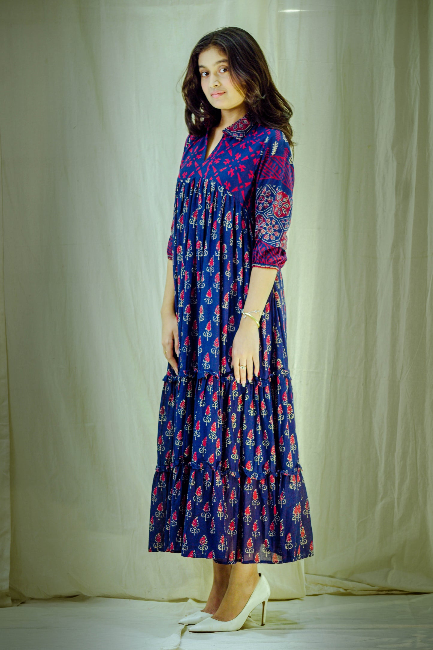 Crimson Royale – Mull Cotton Pleated Dress