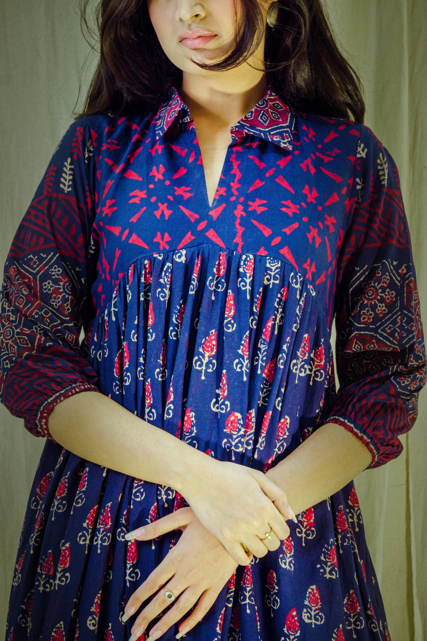 Crimson Royale – Mull Cotton Pleated Dress