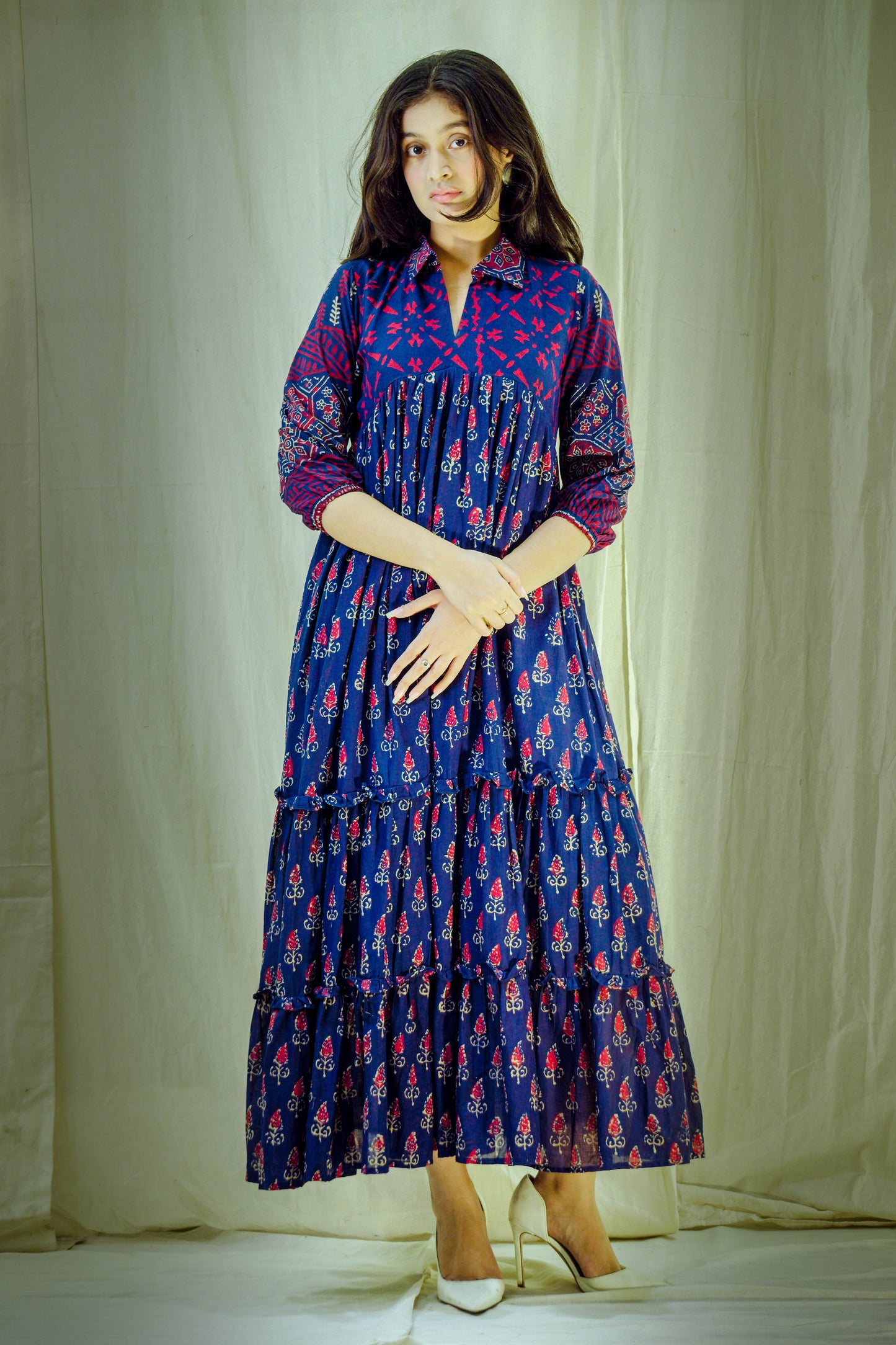 Crimson Royale – Mull Cotton Pleated Dress