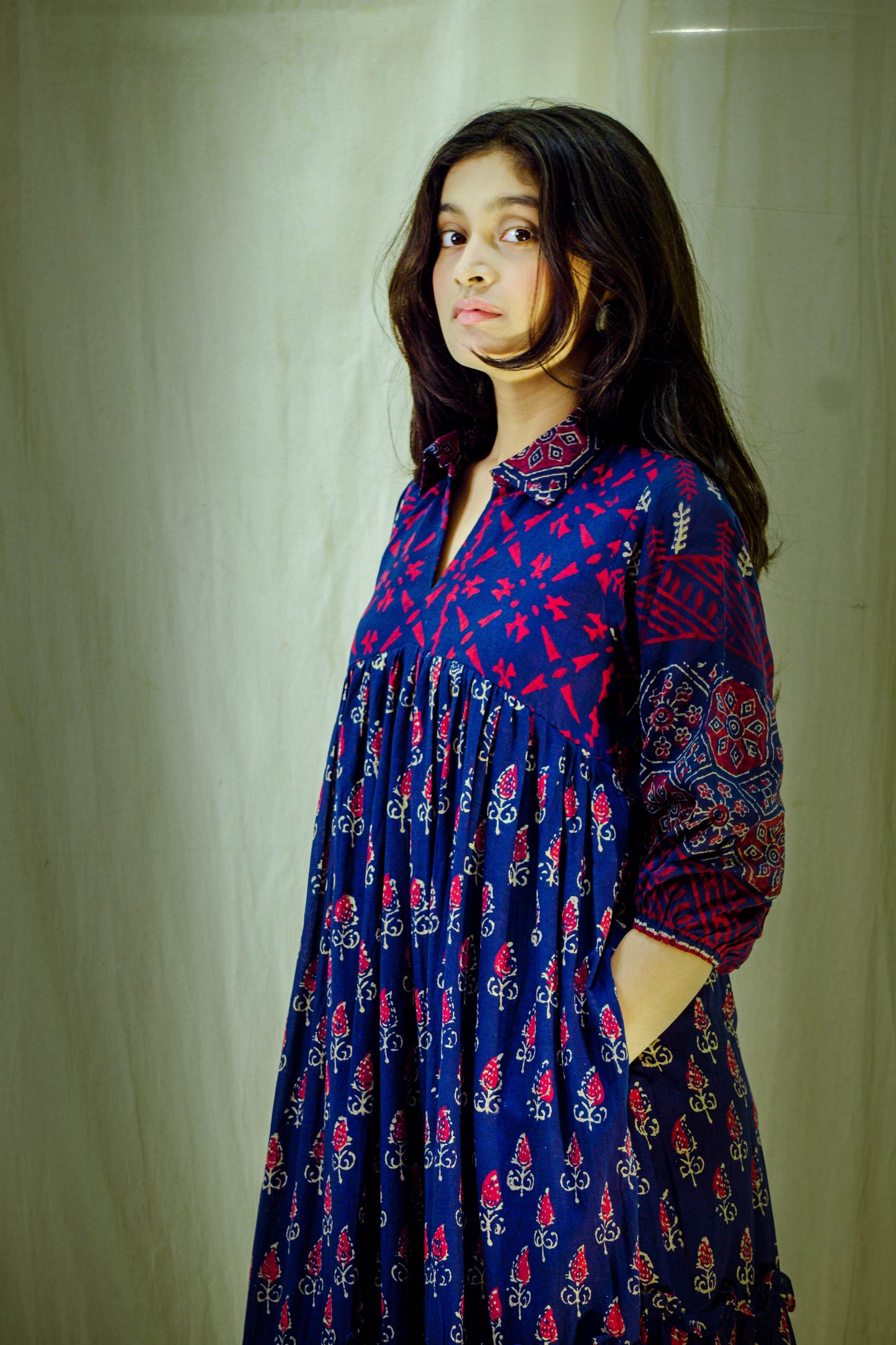 Crimson Royale – Mull Cotton Pleated Dress