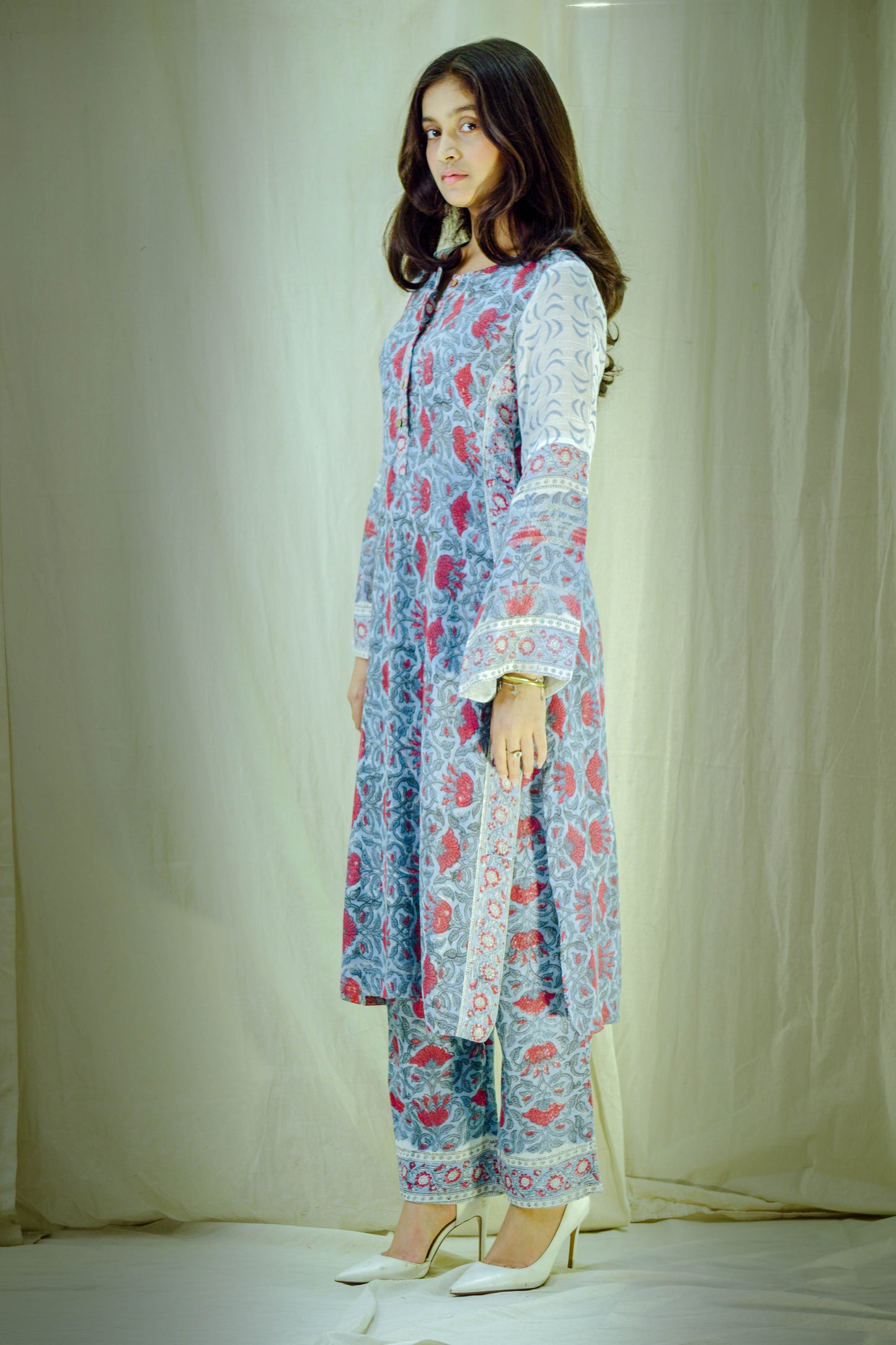 Crimson Bloom – Block Printed Straight Pant Kurta Set