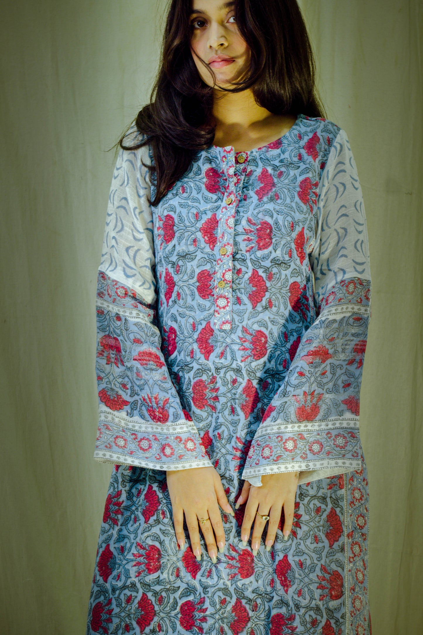 Crimson Bloom – Block Printed Straight Pant Kurta Set
