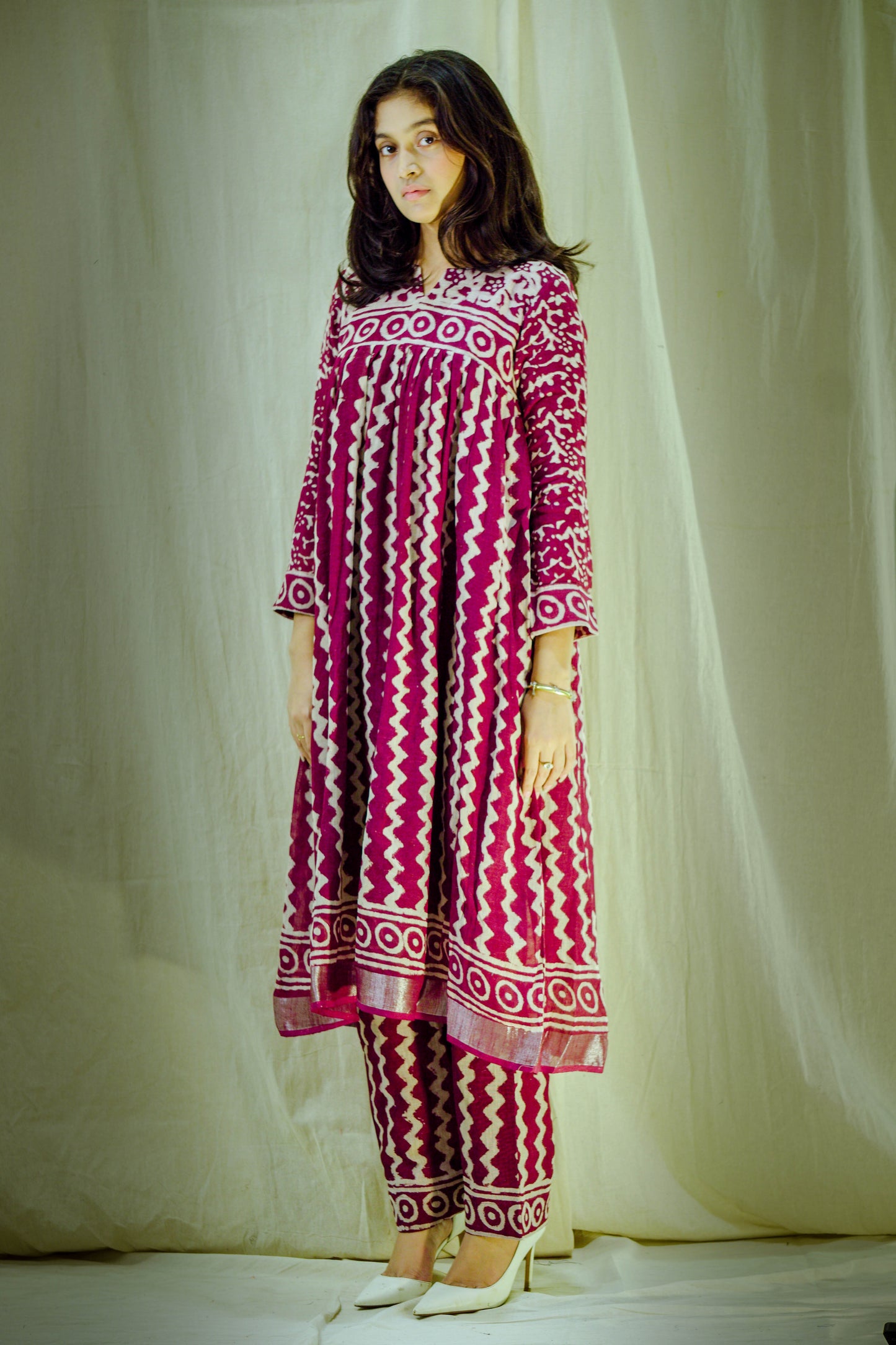 Wine Reverie – Block Printed Pant Kurta Set