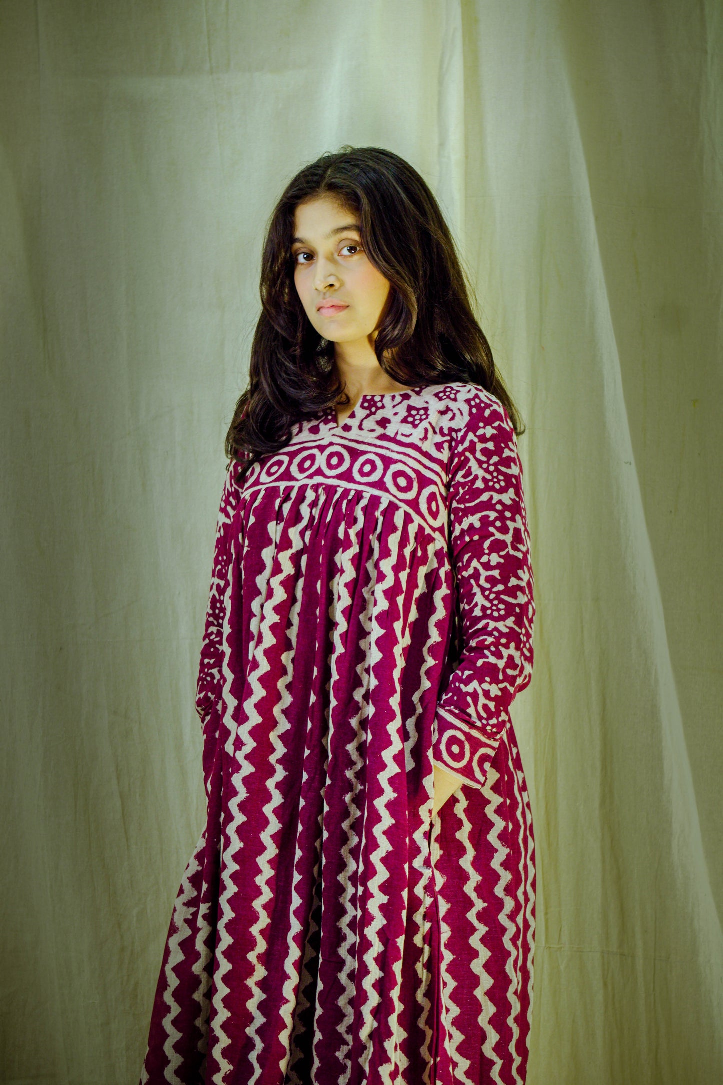 Wine Reverie – Block Printed Pant Kurta Set
