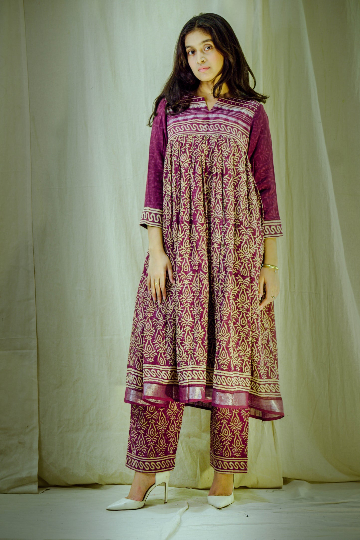 Amethyst Muse – Block Printed Pant Kurta Set