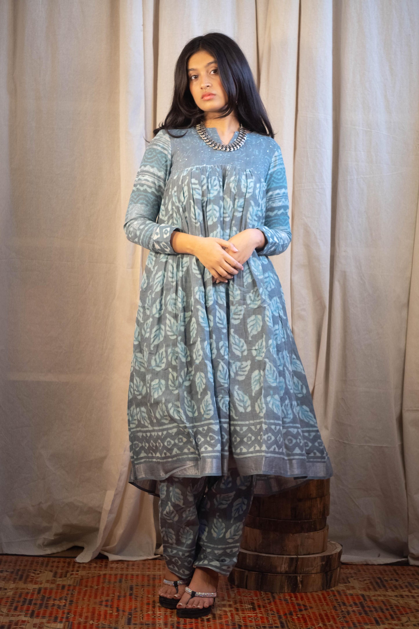 Eila Sage Green Pant Leafy Kurta Set