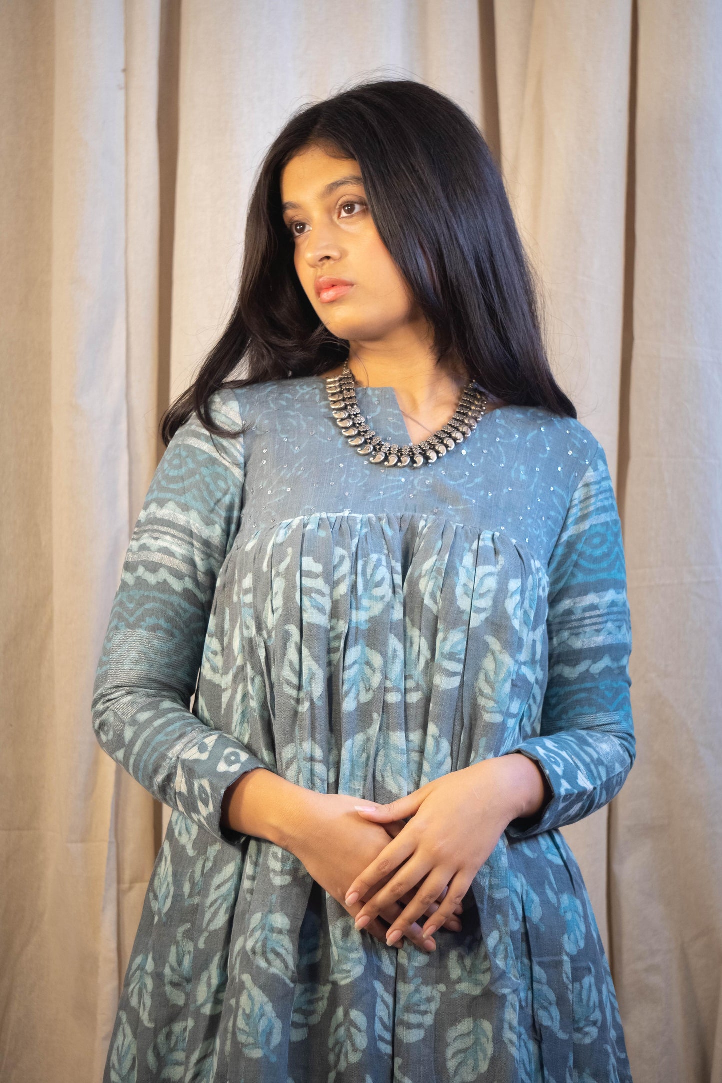 Eila Sage Green Pant Leafy Kurta Set