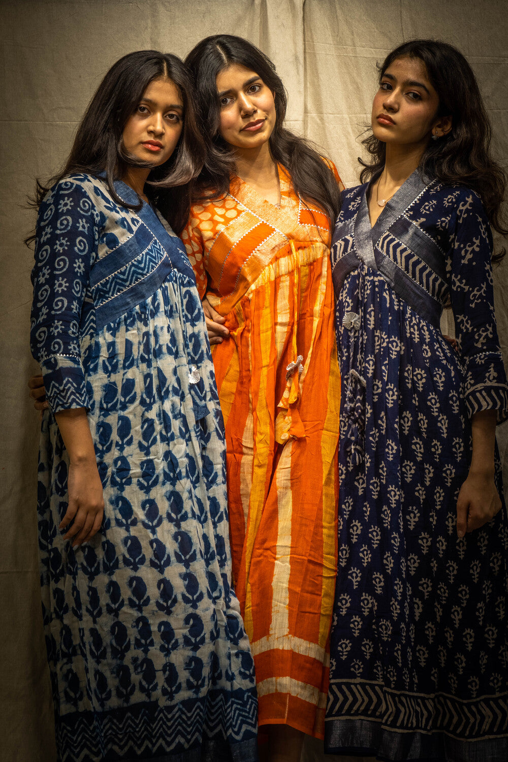 Ina Indigo Big Mango Kurti in Pure Linen