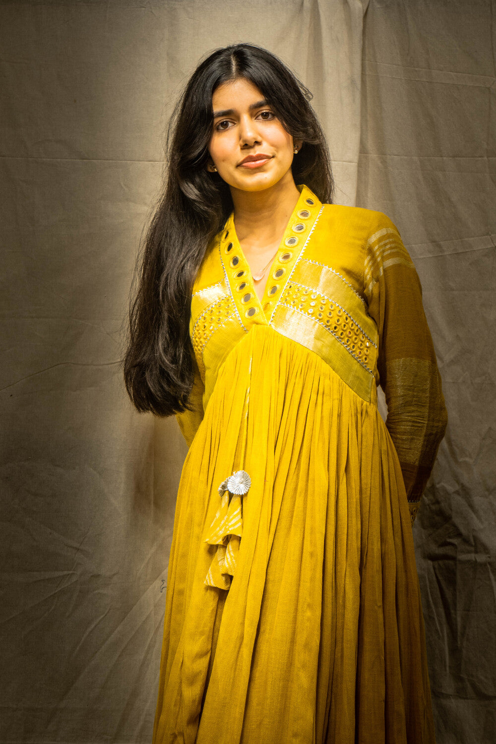 yellow work dress Butterfly Vacations At Home Okhai 'Star Lily' Pure Cotton