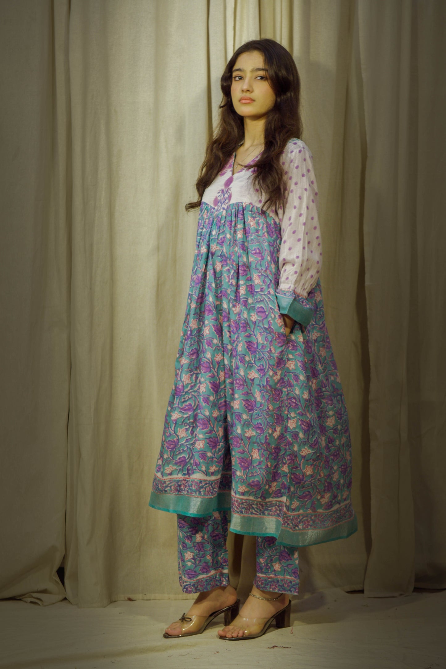 Seabloom – Handblock Linen Kurta Pant Set