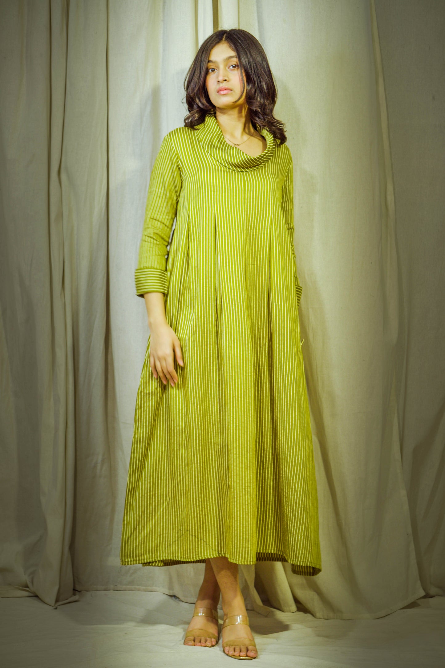 Iraaz Olive – Modal Polo Tunic with Lining & Pockets