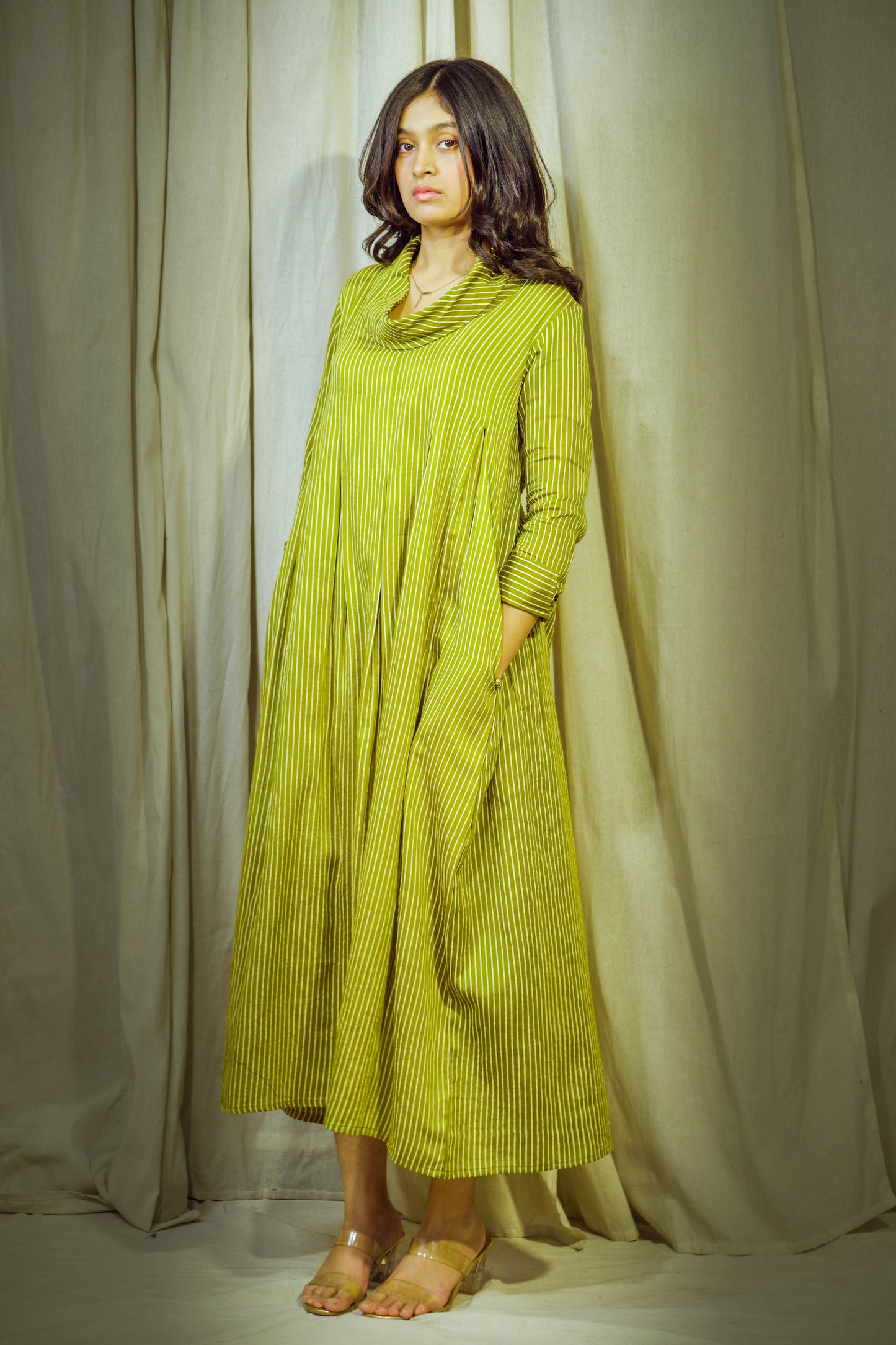 Iraaz Olive – Modal Polo Tunic with Lining & Pockets