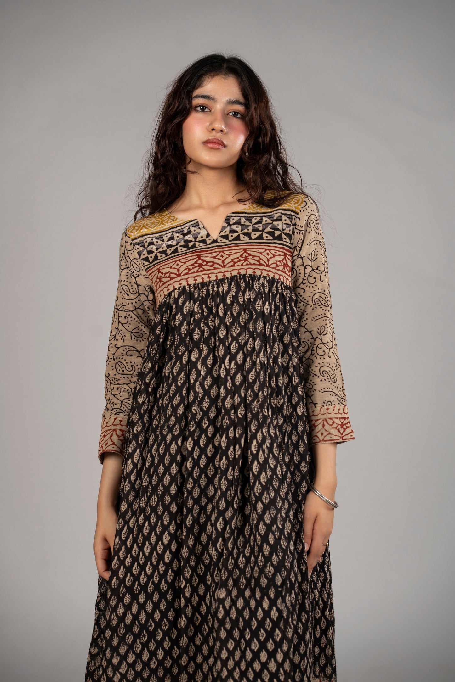 Noir Ajrakh Kediya Set