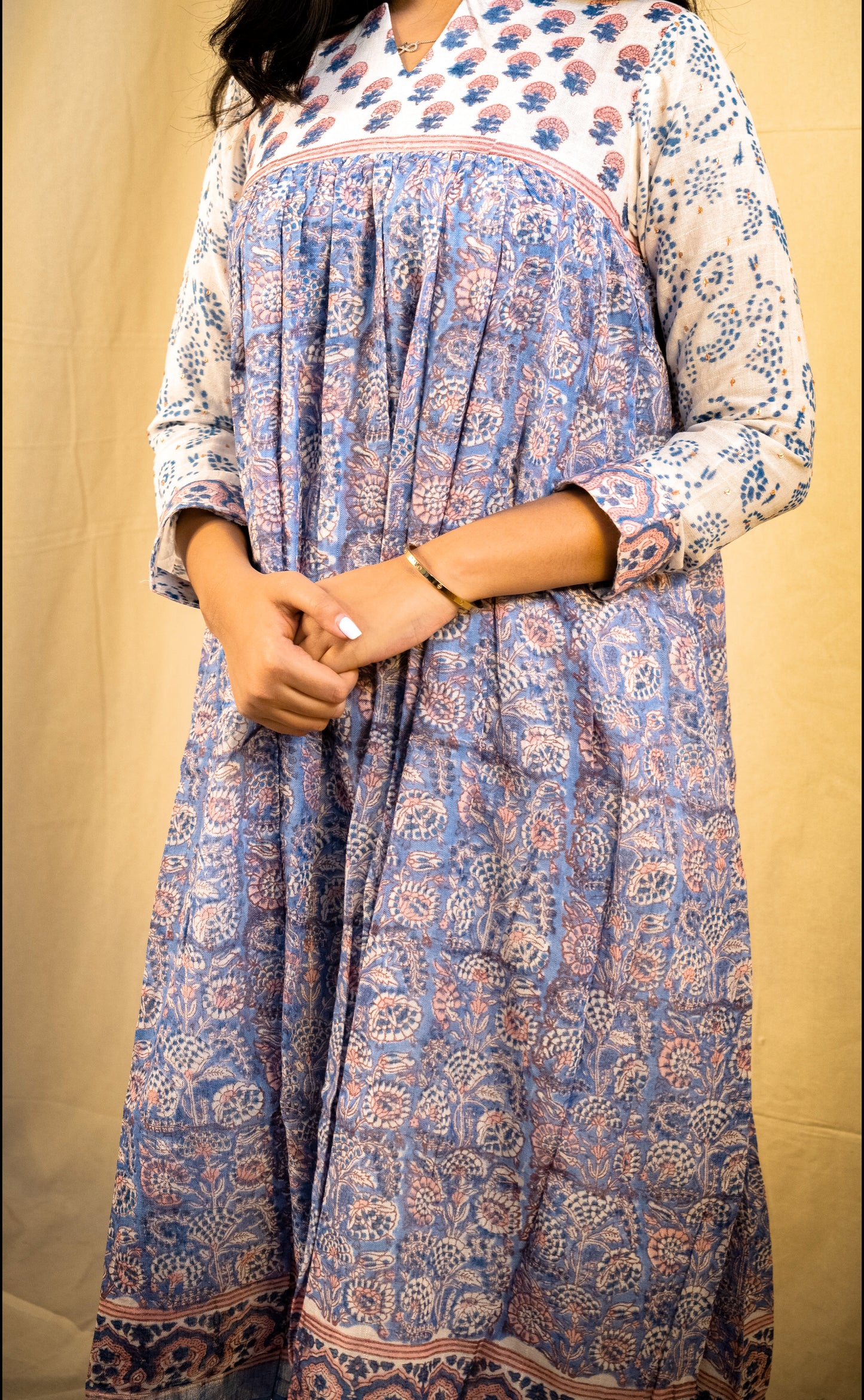 Lilac and White Pant Kurta Set
