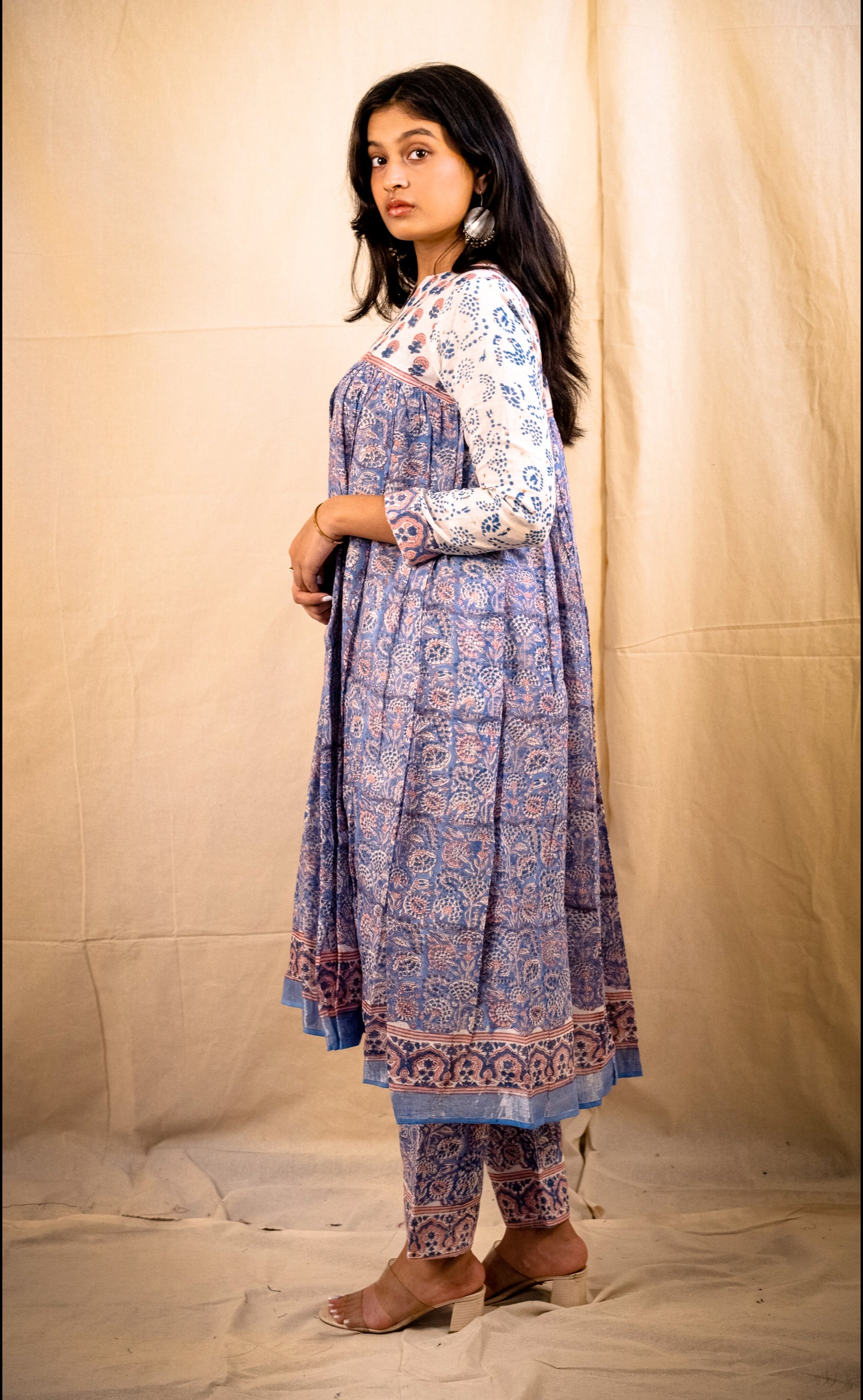 Lilac and White Pant Kurta Set