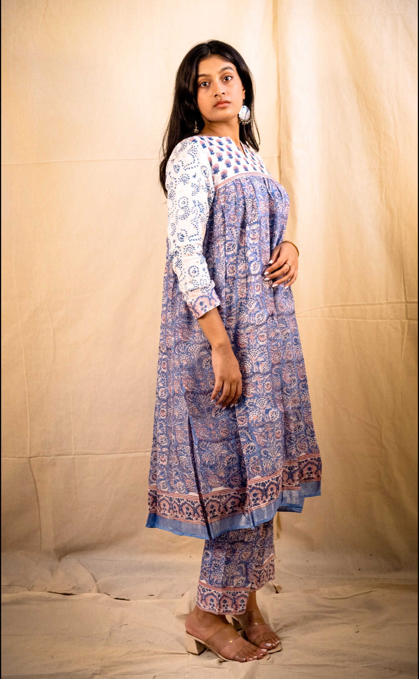 Lilac and White Pant Kurta Set