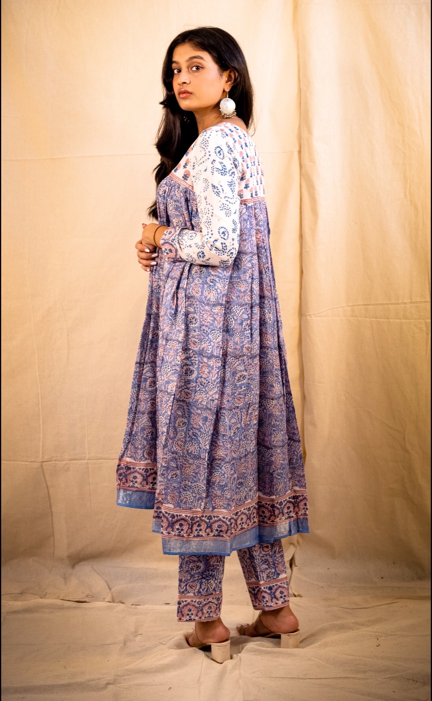Lilac and White Pant Kurta Set