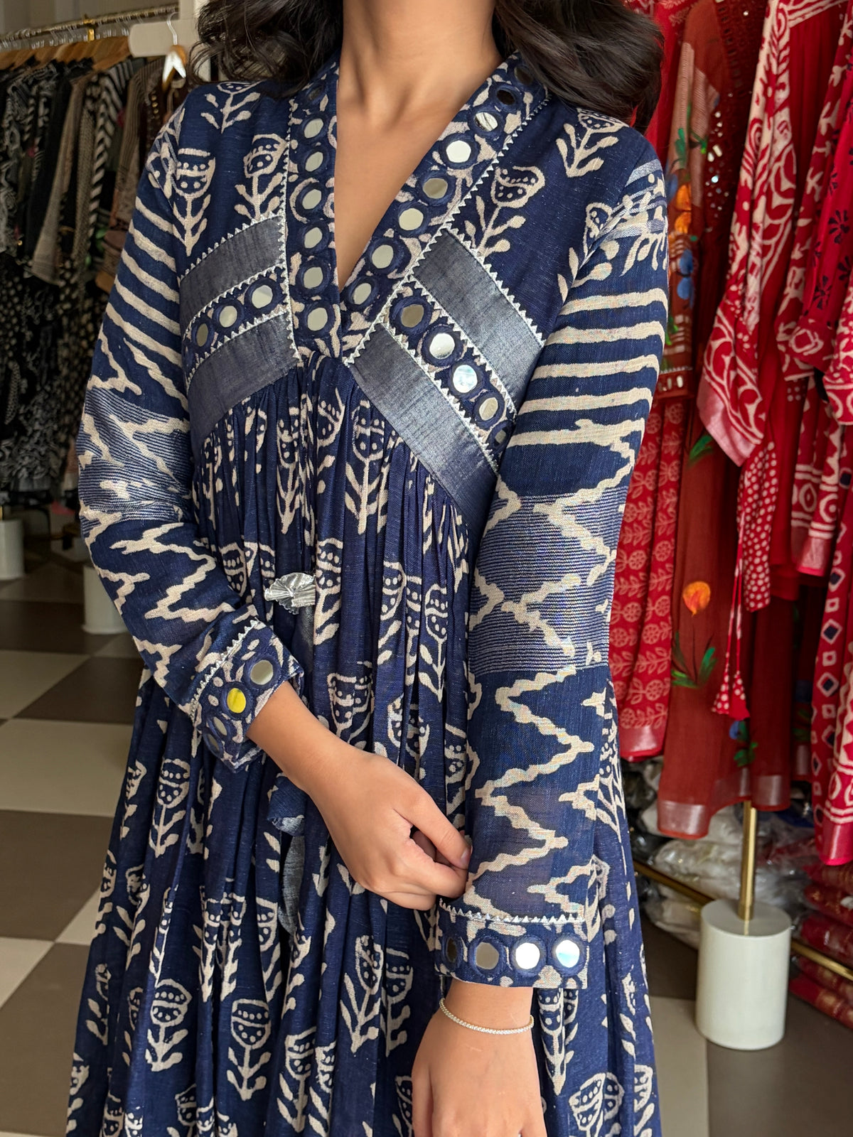 Neelam Sheesh Mirror Work Dress