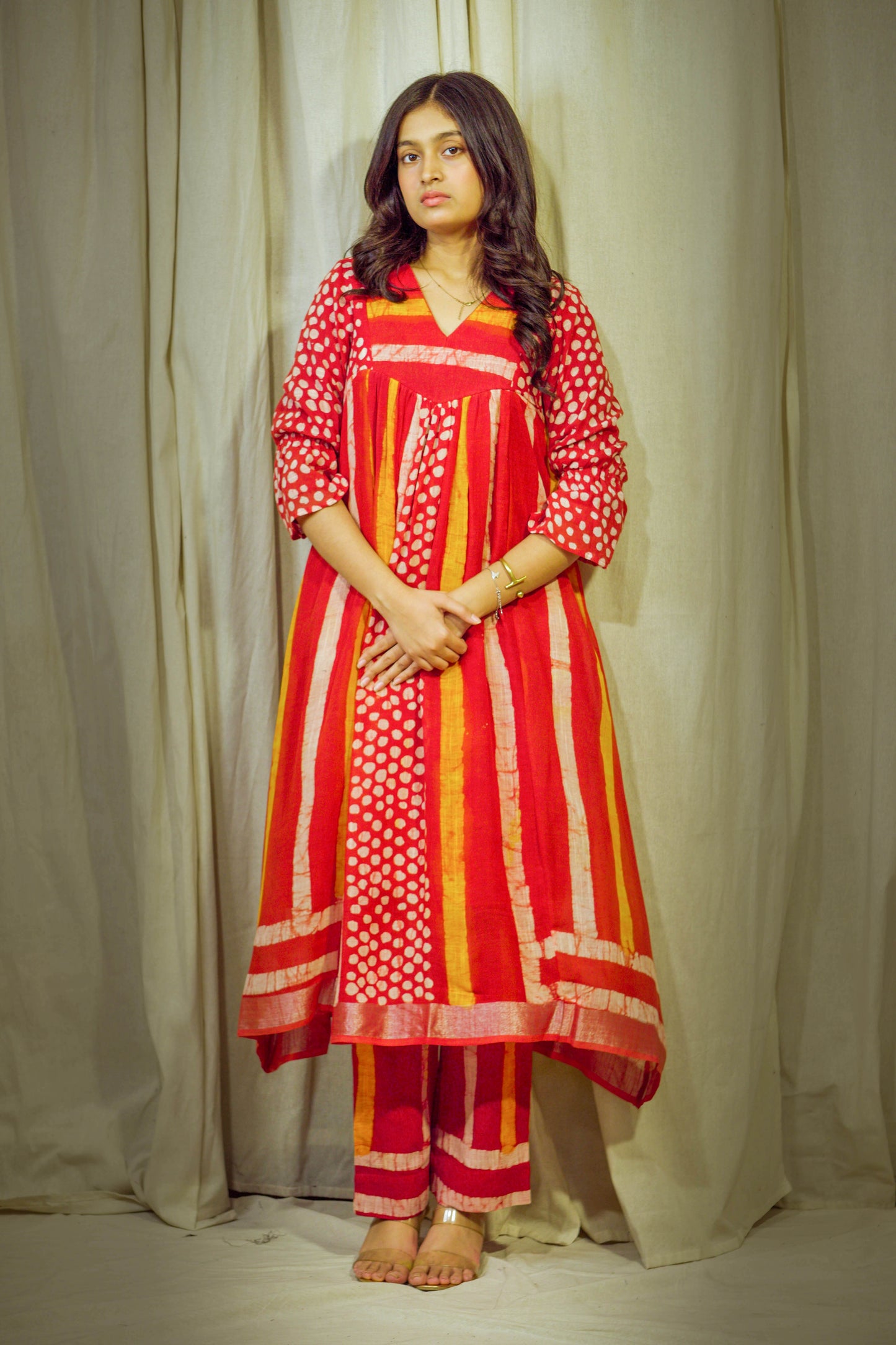 AgniRaah – Striped Block-Printed Linen Set