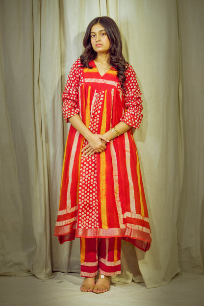 AgniRaah – Striped Block-Printed Linen Set