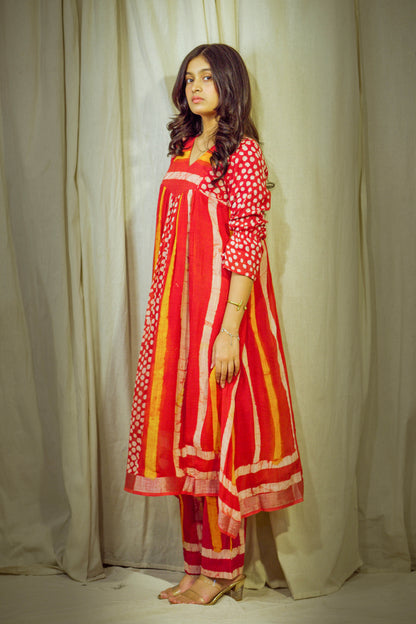 AgniRaah – Striped Block-Printed Linen Set