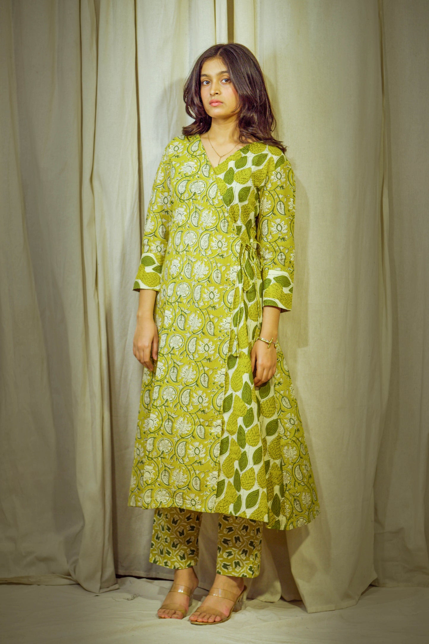 HaritValli – Block-Printed Cotton Angrakha Set