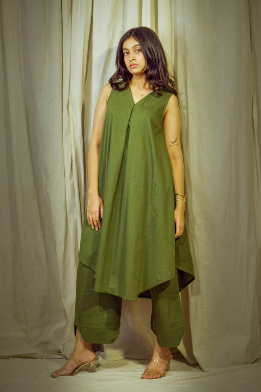 Varnika Sage – Khadi Cotton Indo-Western Set