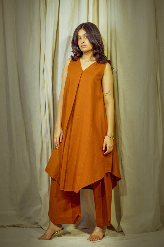 Varnika Rust – Khadi Cotton Indo-Western Set