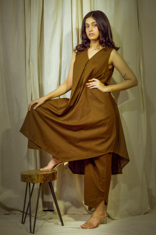 Varnika Cocoa – Khadi Cotton Indo-Western Set