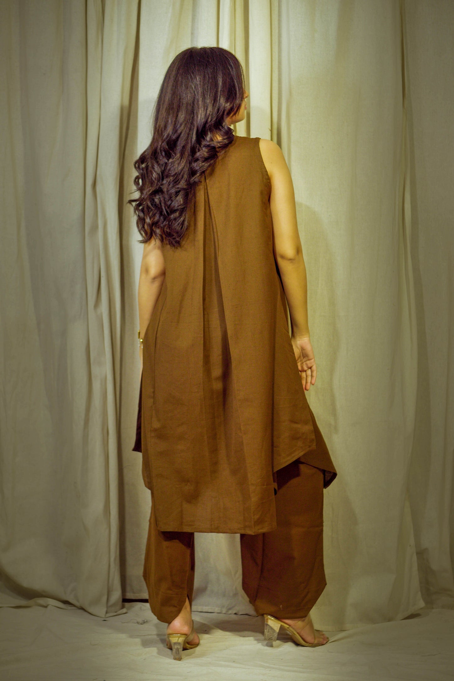 Varnika Cocoa – Khadi Cotton Indo-Western Set