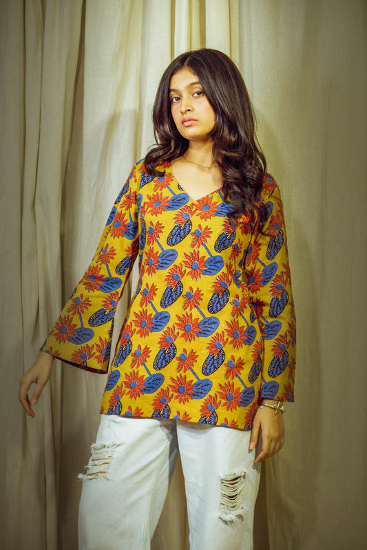 Eira – Block Printed Cotton Bell Top