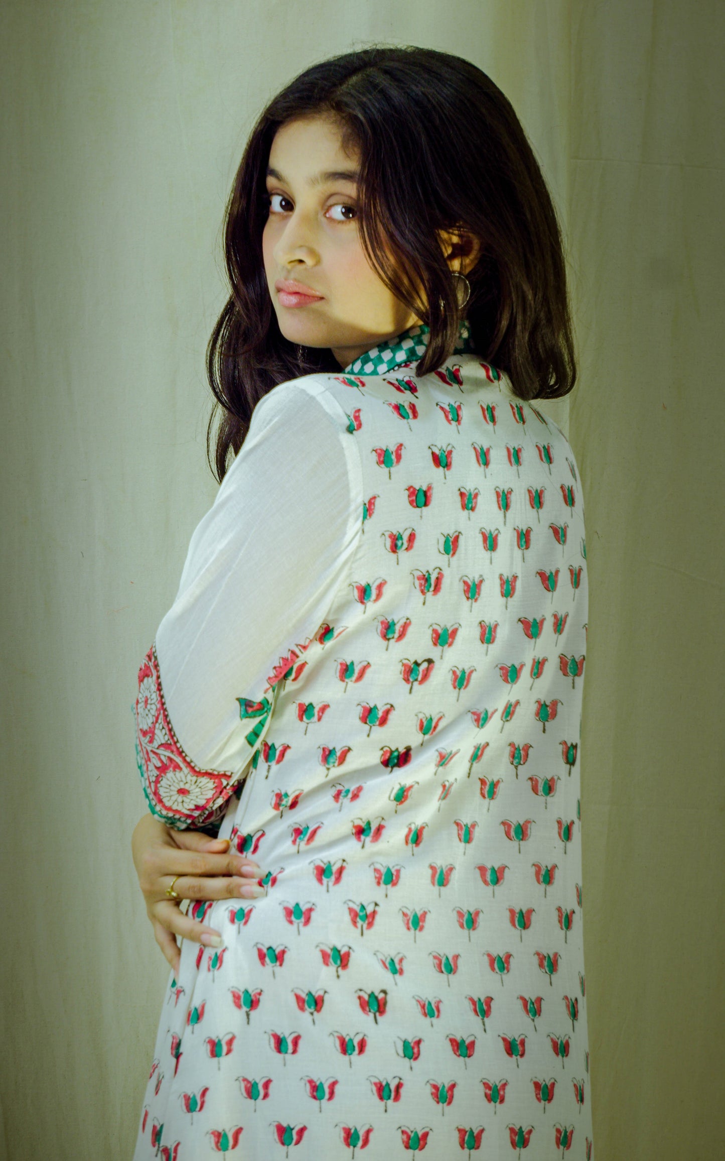 Petal Symphony – Mull Cotton Pleated Dress