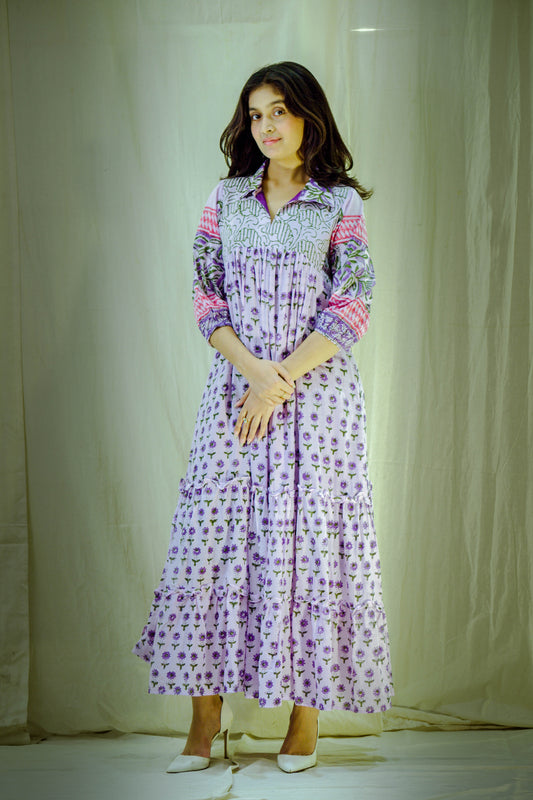 Lilac Meadow – Mull Cotton Pleated Dress