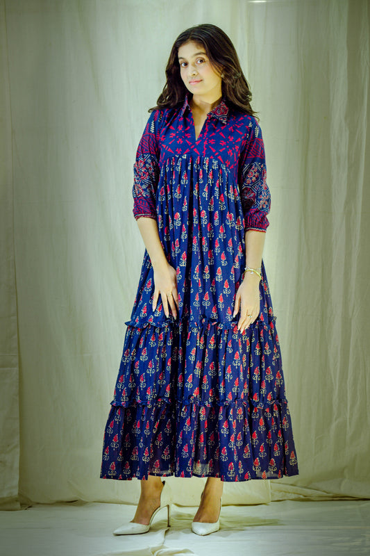 Crimson Royale – Mull Cotton Pleated Dress