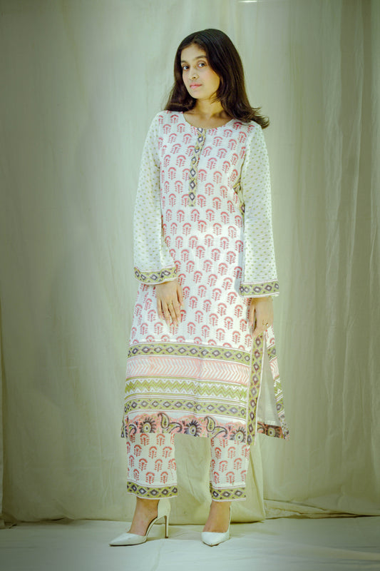 Ivory Essence – Pure Linen Straight Pant Kurta Set