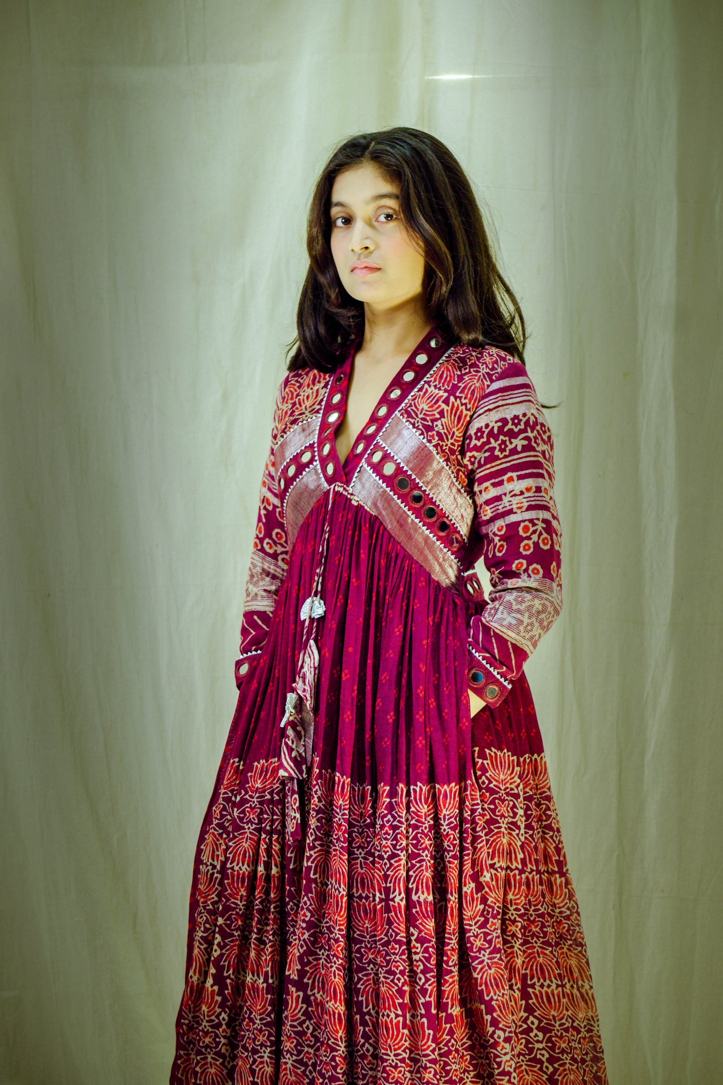 Padma Aura – Pure Linen Kalamkari Lotus Dress