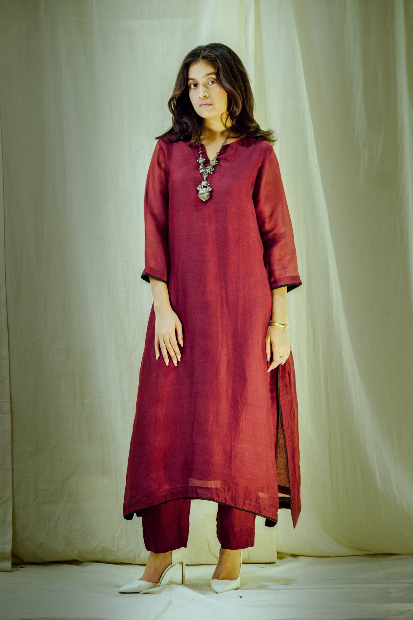 Garnet Essence – Chanderi Pant Kurta Set