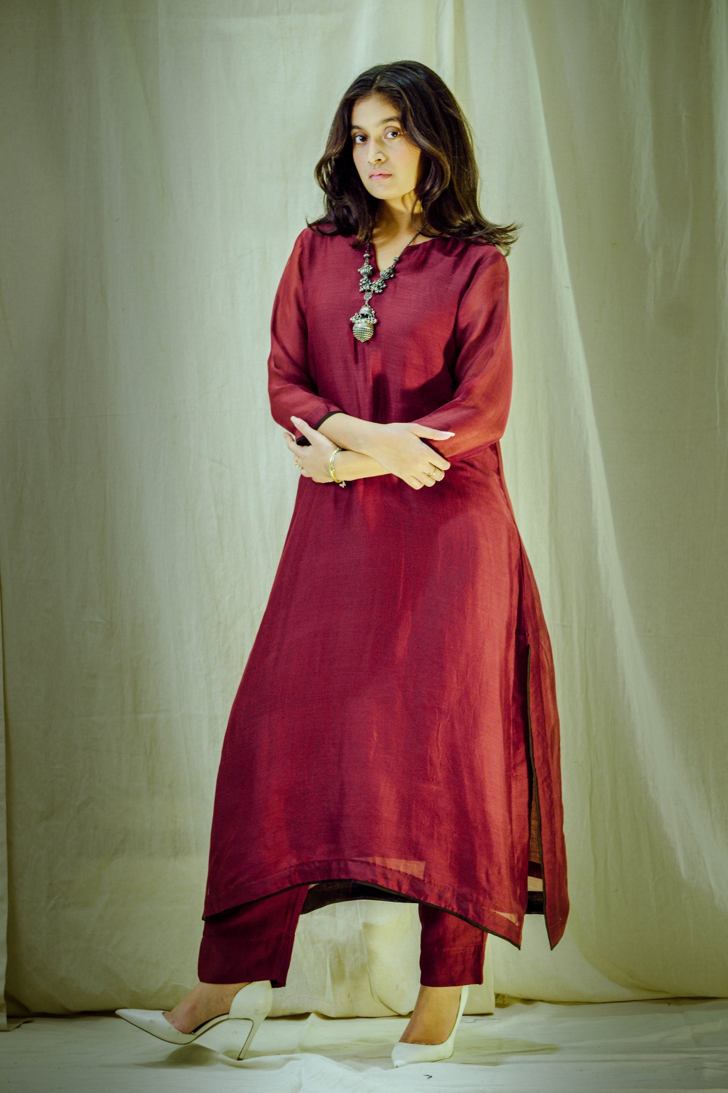 Garnet Essence – Chanderi Pant Kurta Set